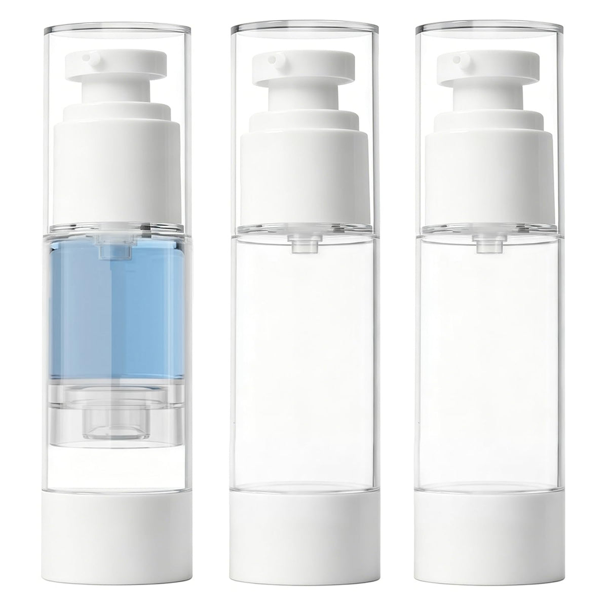 Clear Airless Pump Bottles, Vacuum Travel Cosmetic Containers
