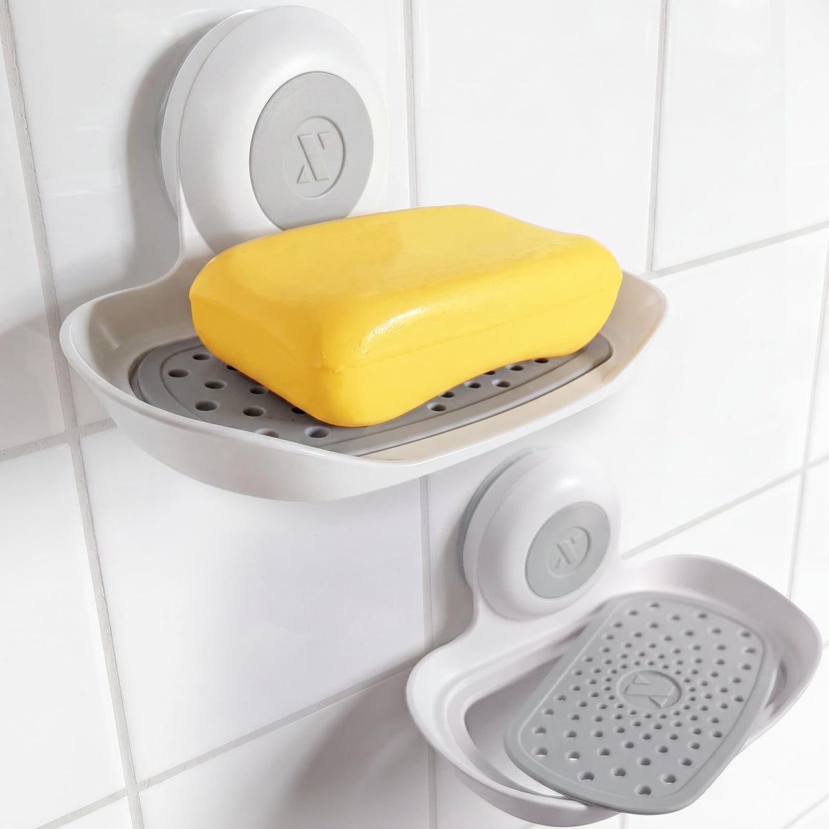 SlipX Solutions Strong Hold Suction Cup Soap Dish for Shower, White