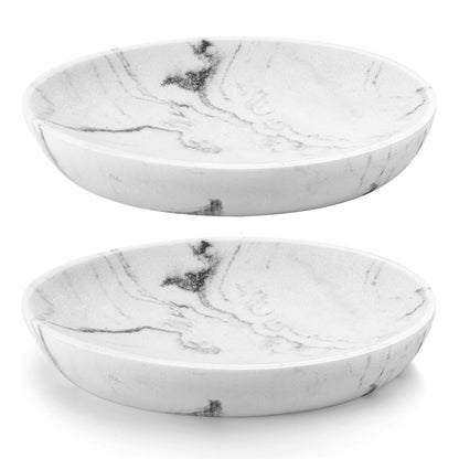 Luxspire Oval Soap Dish, Resin soap Holder for Bathroom, Gravel White