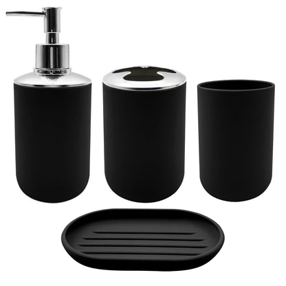 Bathroom Accessory Set, 4 pcs Shatter-Resistant Resin Bathroom Accessories Set Include Lotion Soap Dispenser Toothbrush Holder Soap Dish Modern Bathroom Decor, Gift for Home (Beige 4pcs)