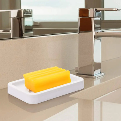 2PCS Gray Draining Soap Dishes Set with Water Tray - Bathroom Accessories, Non-Slip Soap Saver & Sponge Holder, Easy-to-Clean Case for Kitchen & Bathroom Counter Dryness