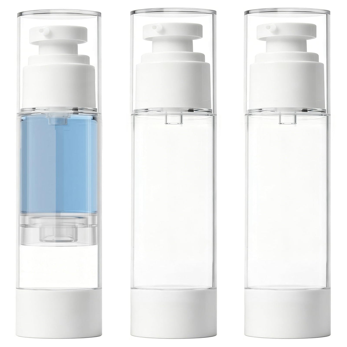 Clear Airless Pump Bottles, Vacuum Travel Cosmetic Containers