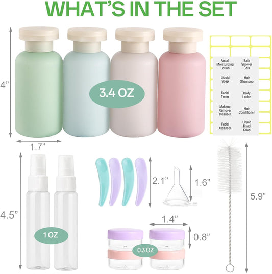 18 Pack Travel Bottles for Toiletries Leak Proof