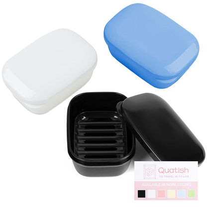 Quatish 3 Pack Travel Soap Case Leakproof, Portable Travel Bar Soap Holder Container with Lid for Camping, Gym, Multicolor