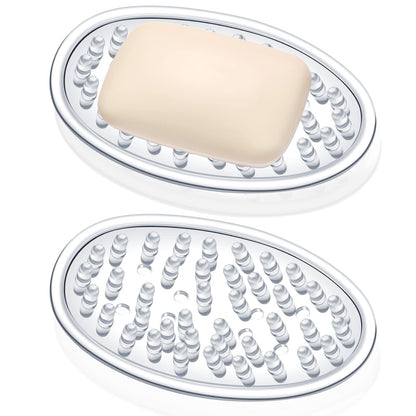 2 Pcs Soap Dish with Holes for Kitchen Bathroom, Clear