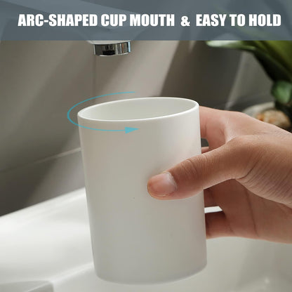 Bathroom Tumbler Cup 10.5oz Reusable Unbreakable Toothbrush Cup 300ml Mouthwash Cups Plastic Easy to Clean Bathroom Cup Toothbrush Holder Adequate for Your Bathroom (PP, white2)