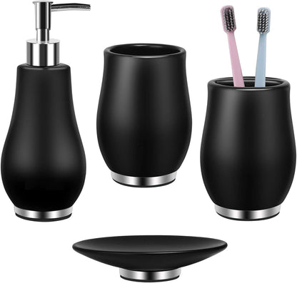 RQYIXI Ceramic Bathroom Accessories Set,White,4 Piece,Embossed Design