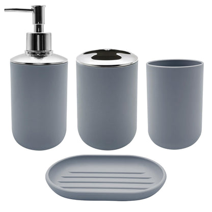 Bathroom Accessory Set, 4 pcs Shatter-Resistant Resin Bathroom Accessories Set Include Lotion Soap Dispenser Toothbrush Holder Soap Dish Modern Bathroom Decor, Gift for Home (Beige 4pcs)