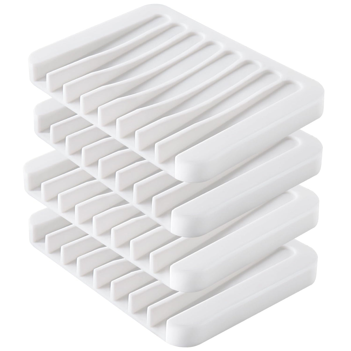 4PCS Self-Draining Silicone Bar Soap Dish and Holders for Shower