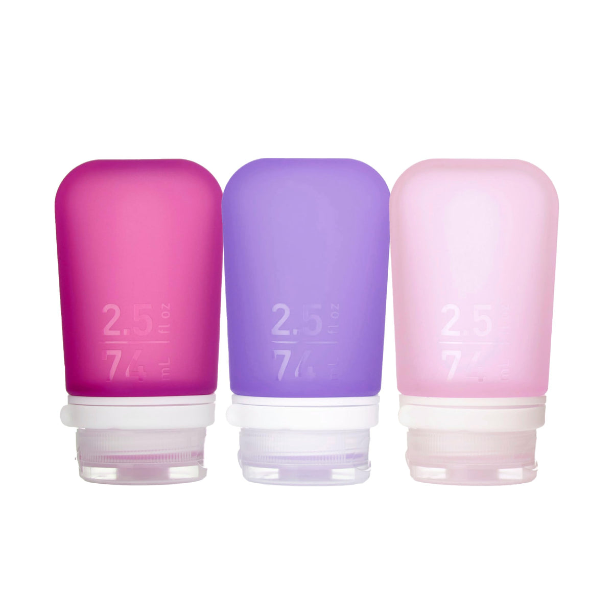 humangear GoToob+ 3-Pack, Small (1.7 fl oz), Clear/Purple/Teal