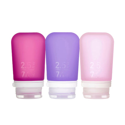 humangear GoToob+ 3-Pack, Small (1.7 fl oz), Clear/Purple/Teal