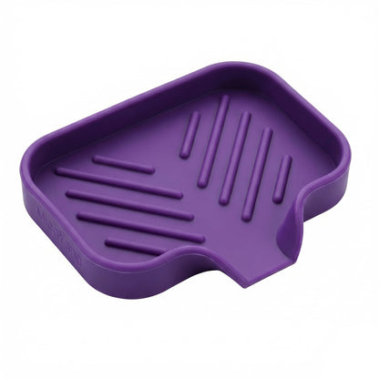 MicoYang Silicone Soap Dish with Drain Spout, Self-Draining Sink Organizer Tray for Bathroom and Kitchen, Sponges, Dispensers and Soap Holder, Non-Slip and Dishwasher Safe, White (Compact, 4.9"×3.2")