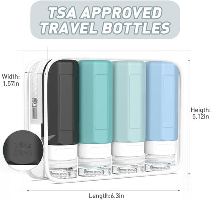 Redfly Travel Bottles for Toiletries 3oz, Silicone Travel Size Containers