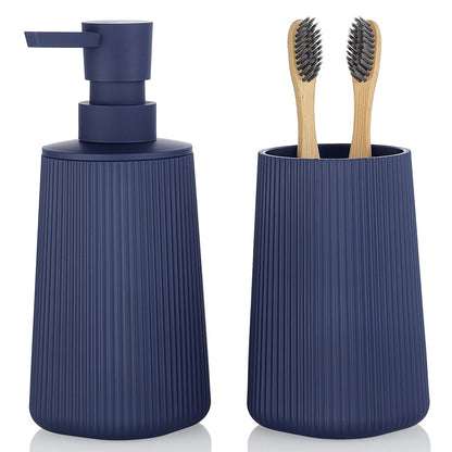 YAUKPH Bathroom Soap Dispenser and Toothbrush Holder Striped Black