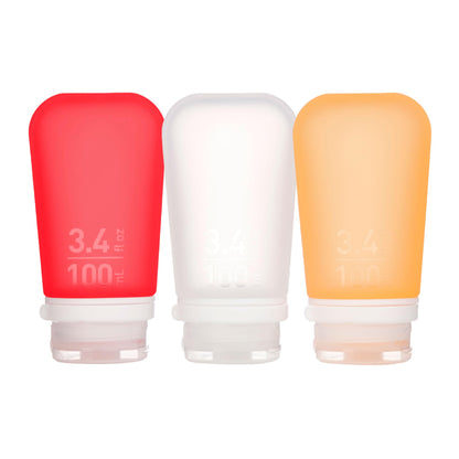 humangear GoToob+ 3-Pack, Small (1.7 fl oz), Clear/Purple/Teal