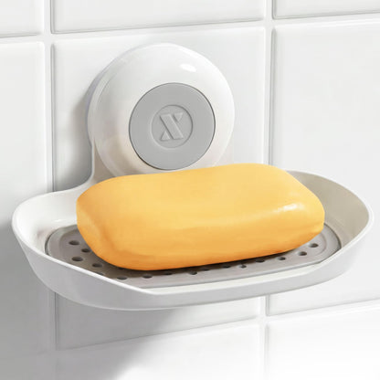 SlipX Solutions Strong Hold Suction Cup Soap Dish for Shower, White