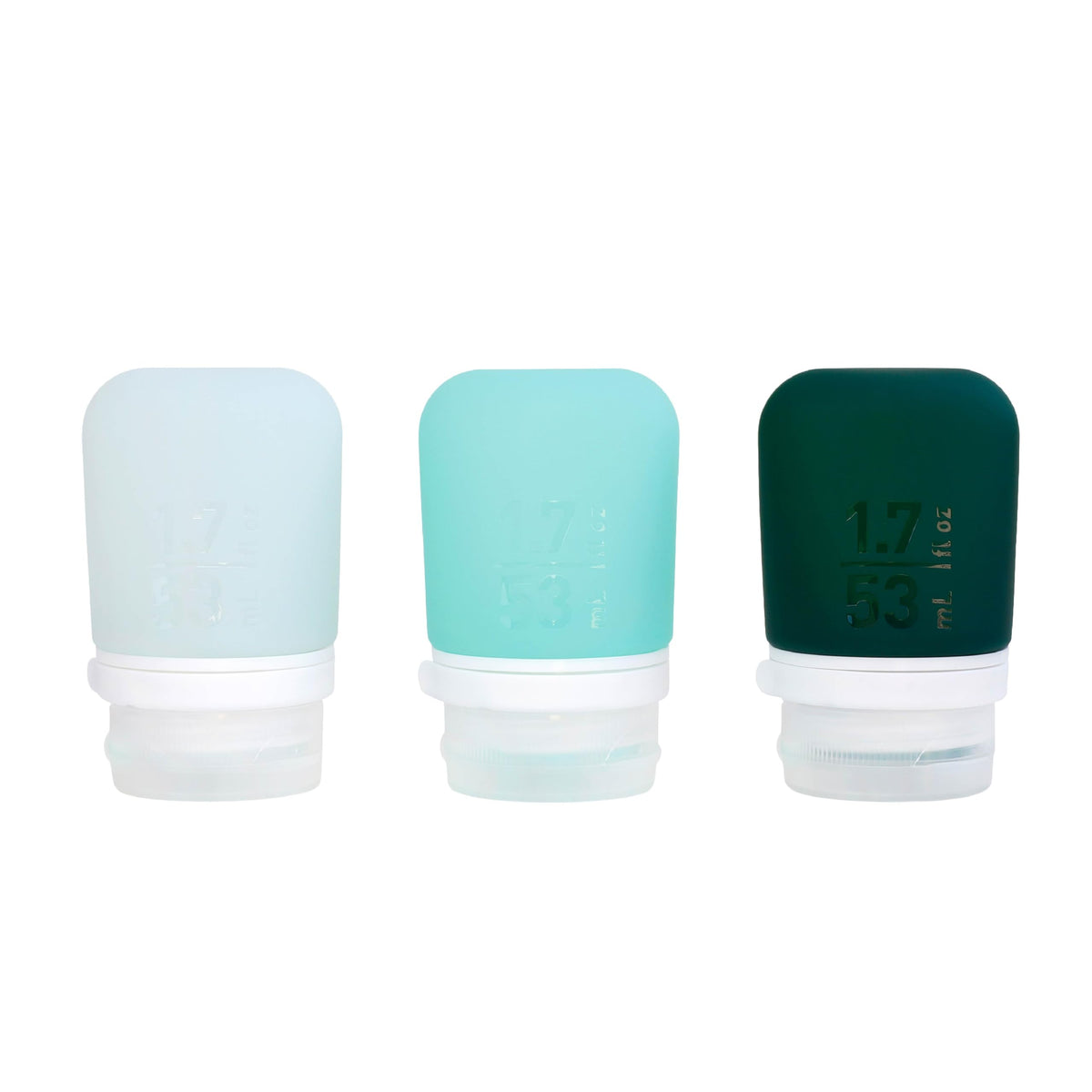 humangear GoToob+ 3-Pack, Small (1.7 fl oz), Clear/Purple/Teal