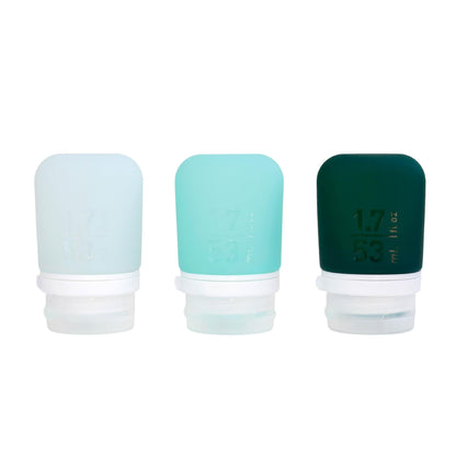humangear GoToob+ 3-Pack, Small (1.7 fl oz), Clear/Purple/Teal