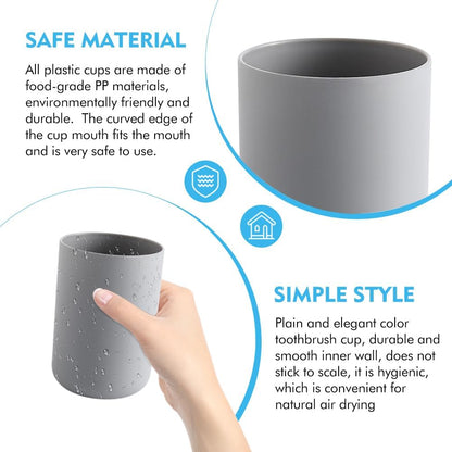Bathroom Toothbrush Holder Cups, White Plastic Drinking Cups Mouthwash Cup Reusable Water Cup Bathroom Storage for Home Travel, 300ml (Gray)