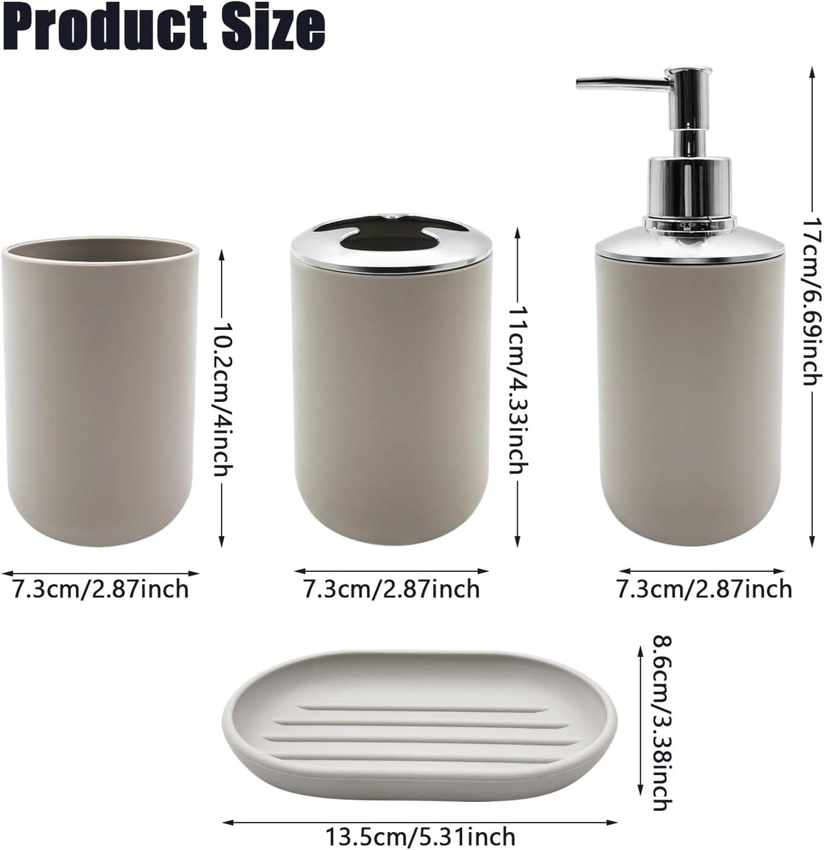 Bathroom Accessory Set, 4 pcs Shatter-Resistant Resin Bathroom Accessories Set Include Lotion Soap Dispenser Toothbrush Holder Soap Dish Modern Bathroom Decor, Gift for Home (Beige 4pcs)