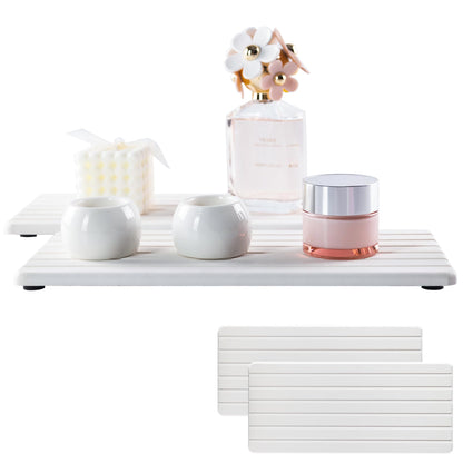 NiuYichee 2 PCS Water Absorbent diatomite Coasters, 8.3" x 4" Water Absorbing Stone Tray for Sink, Stone Drying mat for Kitchen Counter, Stone soap Tray Used for Hand Soaps & toiletries & Plants