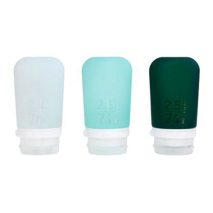 humangear GoToob+ 3-Pack, Small (1.7 fl oz), Clear/Purple/Teal
