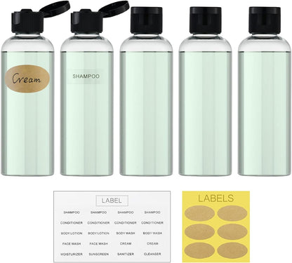 LISAPACK 3.4 oz Travel Bottles for Toiletries, Plastic Shampoo Containers