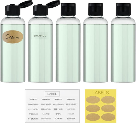 LISAPACK 3.4 oz Travel Bottles for Toiletries, Plastic Shampoo Containers