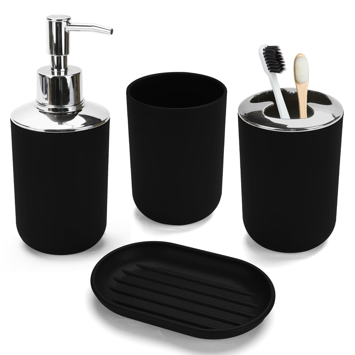 4PCS White Bathroom Accessories Set, Modern Bahtroom Decor Set