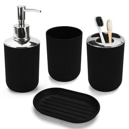 4PCS White Bathroom Accessories Set, Modern Bahtroom Decor Set