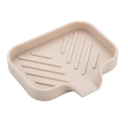 MicoYang Silicone Soap Dish with Drain Spout, Self-Draining Sink Organizer Tray for Bathroom & Kitchen, Sponges, Dispensers & Soap Holder, Non-Slip & Dishwasher Safe, Translucent (Compact, 4.9"×3.2")