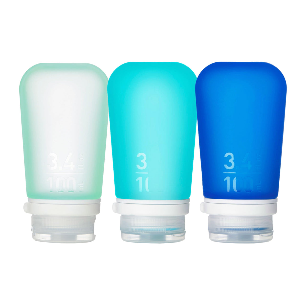 humangear GoToob+ 3-Pack, Small (1.7 fl oz), Clear/Purple/Teal
