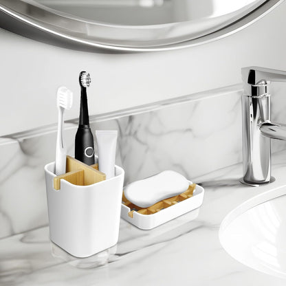 Toothbrush Holders and Soap Holder Set, Bathroom Accessories Countertop