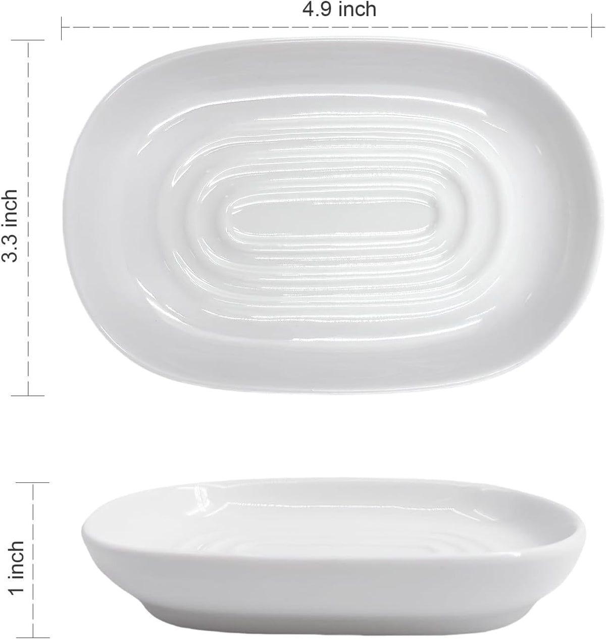 Ceramic Marble Pattern Soap Dish, Textured Raised Soap Saver Tray for Shower Bathroom Kitchen Sink Vanity, Easy to Clean Multi-Use Holder for Bar Soap Jewelry Rings Keys, White (1 Pack)