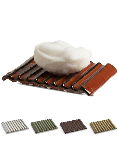 Zoeeker Self Draining Soap Dish, Ceramic Bar Soap Holder with Drainage