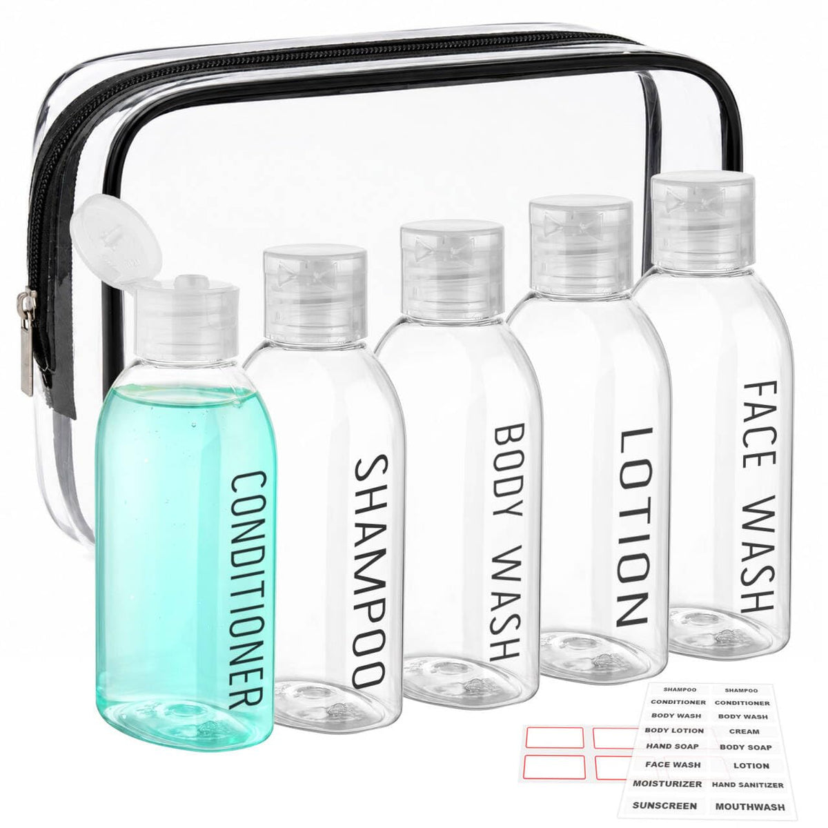 Travel Bottles for Toiletries 6 PCS 3.4oz Plastic Bottles Clear