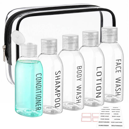 Travel Bottles for Toiletries 6 PCS 3.4oz Plastic Bottles Clear