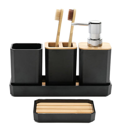 FEILANDUO Bathroom Accessories Set,5 Pcs Bathroom Accessory Gift Set, Black