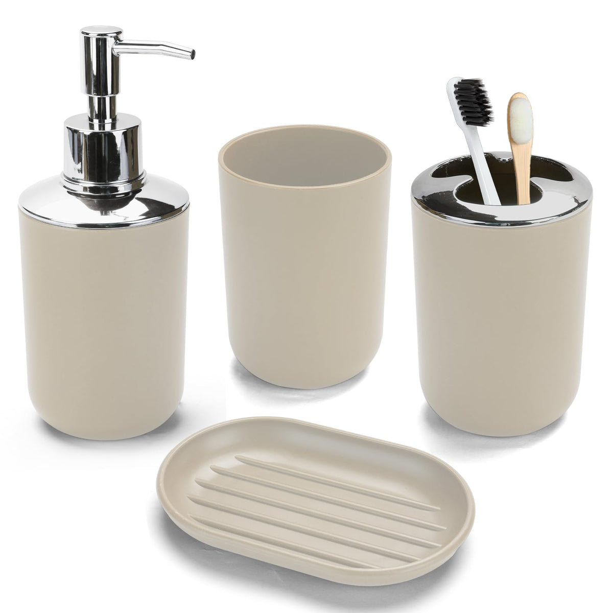 4PCS White Bathroom Accessories Set, Modern Bahtroom Decor Set