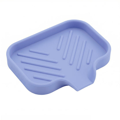 MicoYang Silicone Soap Dish with Drain Spout, Self-Draining Sink Organizer Tray for Bathroom & Kitchen, Sponges, Dispensers & Soap Holder, Non-Slip & Dishwasher Safe, Translucent (Compact, 4.9"×3.2")