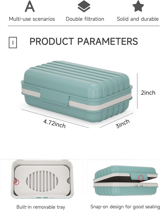 Doter Travel Soap Holder with Lid - Draining Soap Box for Shower -Compact Travel Soap Case Leak-Proof Design for Camping, Hiking, Gym & Outdoor Use | Keeps Soap Dry & Hygienic