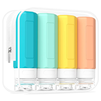 Redfly Travel Bottles for Toiletries 3oz, Silicone Travel Size Containers