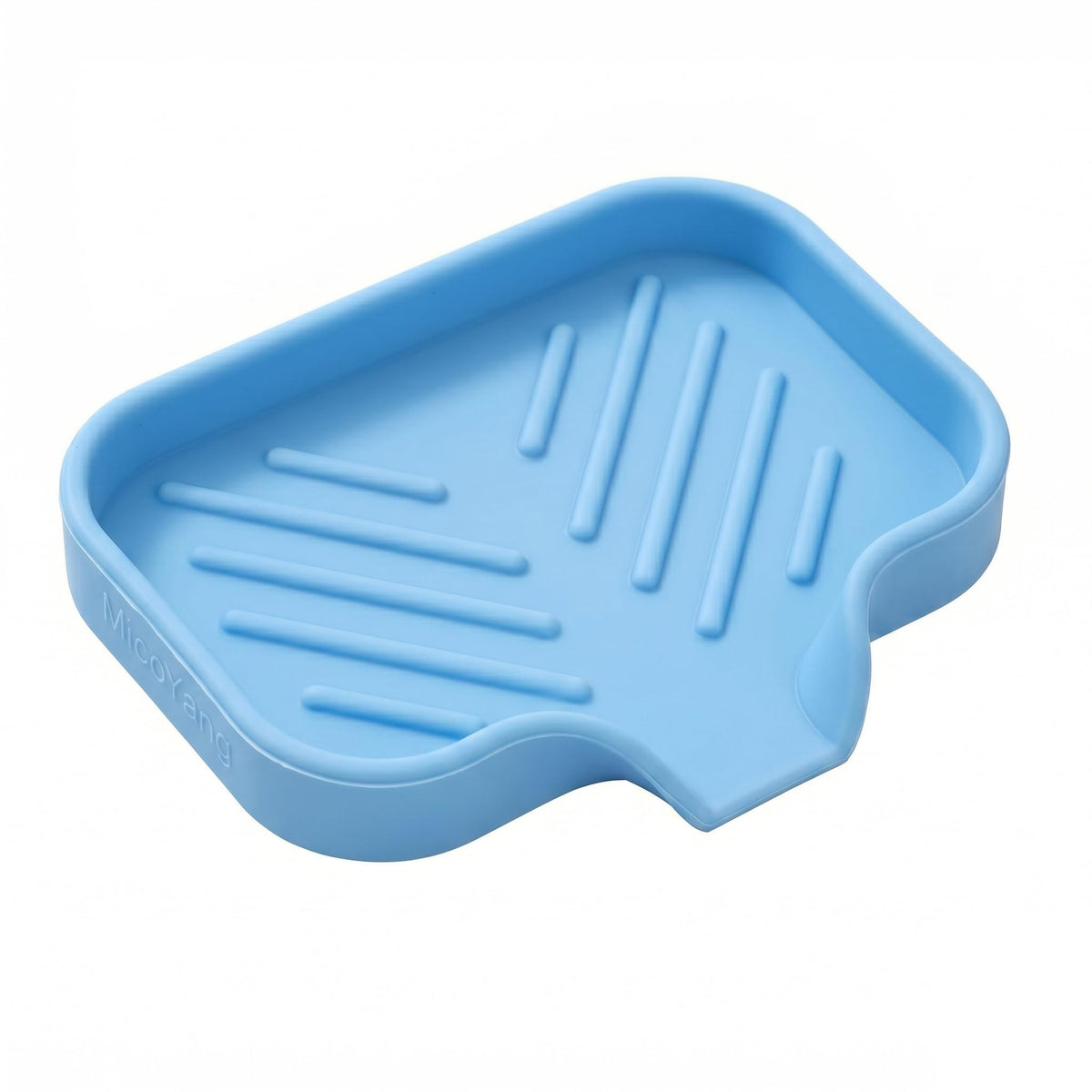 MicoYang Silicone Soap Dish with Drain Spout, Self-Draining Sink Organizer Tray for Bathroom & Kitchen, Sponges, Dispensers & Soap Holder, Non-Slip & Dishwasher Safe, Translucent (Compact, 4.9"×3.2")