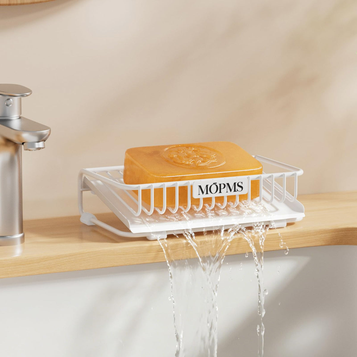 MOPMS Self Draining Soap Dish, Carbon Steel Bar Soap Holder for Shower