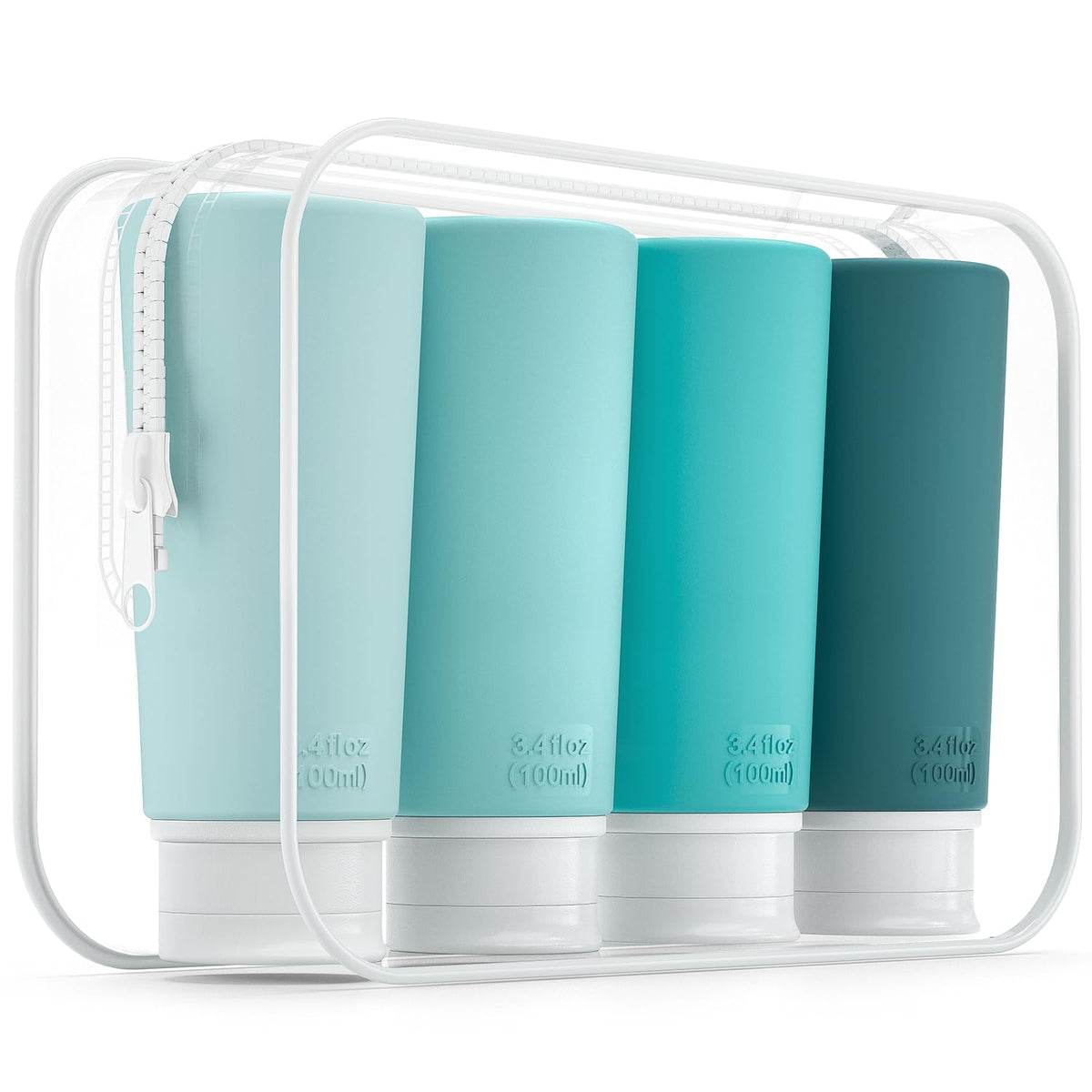 TakeToday Travel Bottles for Toiletries 3.4oz 4 Pack, TSA Leak Proof
