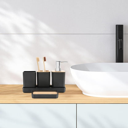 FEILANDUO Bathroom Accessories Set,5 Pcs Bathroom Accessory Gift Set, Black