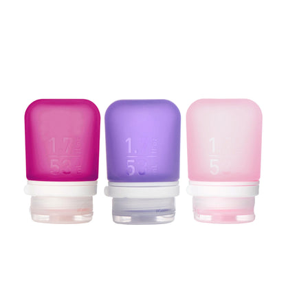 humangear GoToob+ 3-Pack, Small (1.7 fl oz), Clear/Purple/Teal