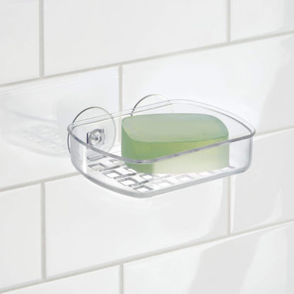 iDesign BPA-Free Plastic Suction Bar Soap Dish - 5.25" x 4" x 2", Clear,19600