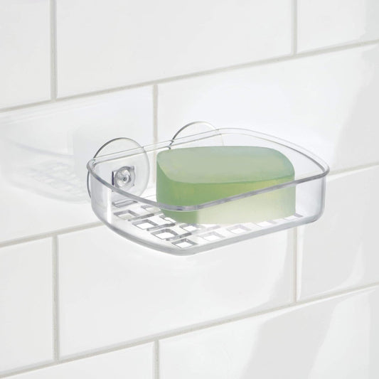 iDesign BPA-Free Plastic Suction Bar Soap Dish - 5.25" x 4" x 2", Clear,19600