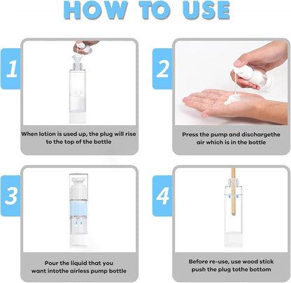 Clear Airless Pump Bottles, Vacuum Travel Cosmetic Containers
